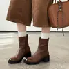 Botines Chelsea de piel lavada de alta calidad para el día a día, colección otoño/invierno 2026, con tacón medio grueso, punta redonda y diseño versátil, hechos de piel genuina, botines para mujer