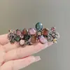 Nuevo Estilo Pinza para el Cabello para Mujer con Flores de Colores, Pinza de Primavera con Pedrería, Pinza Horizontal para Cola de Caballo a Medio Recoger, Accesorio para el Cabello
