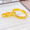 Pulsera Abierta de Aleación de Cobre Imitación Oro Estilo Antiguo Corazón de Cien Bendiciones Sutra del Corazón para Mujer, Diseño de Nicho con la Palabra 'Bendición' y Joyería del Sutra del Corazón