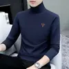 Camiseta de manga larga para hombre con cuello alto, camiseta interior elástica para hombre, primavera y otoño, casual, algodón, camiseta para hombre, top, moda, venta al por mayor