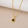 Collar Colgante de Ojo de Tigre y Piedras de Strass de Girasol Cepillado para Mujer, Cadena de Suéter Vintage de Alta Gama, Accesorio de Moda Versátil