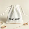 Bolsa fina e respirável de algodão com cordão para guardar joias, anéis, colares e pulseiras, saquinho pequeno feito sob medida de algodão-bambu-linho