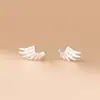 Pendientes de Ala de Plata de Ley S925 Nalan Estilo Japonés y Coreano Simples y Elegantes Pendientes de Ala de Ángel E7681