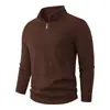 Venta al por mayor transfronteriza de suéteres populares para hombre de otoño e invierno, color liso, modernos y versátiles, camiseta básica de punto para hombre con cuello alto y media cremallera