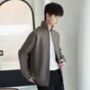 Chaqueta de punto tipo cárdigan para hombre, Otoño Invierno, Estilo coreano, Moderna, De alta gama, Suéter acanalado, Cuello alto, Top de punto casual