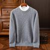 Mercadorias genuínas Suéter de Caxemira de Alta Qualidade Masculino Gola Redonda de Caxemira Espesso Trançado Suéter da Moda Outono e Inverno Nova Camisa Básica