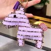 Llavero de poni de diamantes lindo coreano para mujer, llavero creativo para llaves de coche, colgante de bolso de moda, regalo al por mayor