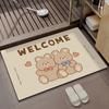 Alfombra de piso de oso lindo de dibujos animados, alfombra de piso para el hogar y el baño de barro de diatomeas, alfombra de puerta de baño absorbente de secado rápido antideslizante