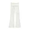 Pantalones Largos de Estilo Americano con Cintura Plegable y Micro-Campana para Mujer, Nuevo 2026 Vintage Chica Popular de Tiro Alto Ajustados Rectos Hasta el Suelo