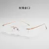 Óculos Sem Aro de Titânio Puro para Negócios Danyang Ultra-Leves Sem Aro Lentes Transparentes Armação Quadrada Óculos de Miopia Masculinos para Negócios Danyang