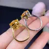 Venta directa del fabricante: Anillo de Citrino Amarillo Natural con una Piedra Principal Totalmente Pulida de 12 mm, Incrustado Meticulosamente