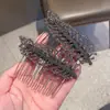 Galhos Dourados e Folhas de Jade~ Pente Invertido Estilo Retrô Francês Grampo de Cabelo Pente de Folha Pente de Inserção para Franja e Penteados de Mulheres Acessório de Cabelo