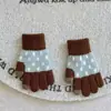 Guantes de Punto Jacquard Gruesos de Invierno para Niños y Niñas, Elegantes, Gruesos, Cálidos, de Cinco Dedos con Forro de Felpa, Modernos
