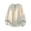 Suéter de punto con botón rojo cuello henley para hombre suéter transfronterizo 2026 invierno nuevo estilo moda versión coreana tejido suelto
