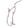 Cordón para teléfono móvil con lazo de perlas de lujo, estilo coreano, hecho a mano, con cuentas que combinan con todo, adornos colgantes para bolso, corazón colorido para niña
