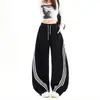 Calça Jogger Listrada Três Listras Estilo Americano para Homens e Mulheres, Caimento Solto e Relaxado, Calça Casual Esportiva para Dança Jazz, Tendência