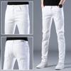Jeans de estilo coreano de verão Calças skinny masculinas de cor sólida elástica Slim-fit Calças bonitas elegantes brancas simples Internet Calças da moda