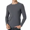 Camiseta de Manga Comprida Masculina Primavera Camisa Base Branca Suéter Primavera e Outono Cor Sólida Roupa Íntima Masculina Tamanho Grande Top