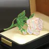 Broche de Peônia Dupla Pétala Gradiente com Gotejamento de Óleo Vintage Elegante Estilo Francês, Exagerado e Único, Broche Plano de Alta Qualidade para Mulheres