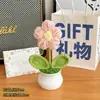 Regalo de Cumpleaños Niñas Flor Pomposa Maceta Estación Decoración de Escritorio Adornos Tejido a Mano Lana Artificial Flor Artificial