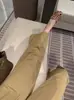 Calça Casual Feminina Verão 2025 Nova Khaki Cintura Alta Perna Larga Reta Solta Emagrecimento Figura Pera Curta
