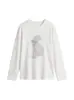 Camiseta estampada de manga larga estilo coreano, corte relajado, para mujer, nueva colección otoño 2026, cuello redondo, corte holgado, top moderno y estilizado