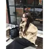 Diseño otoñal, color té con leche, gabardina corta con cuello alto para mujer, clásica, para el día a día, de alta gama, corte holgado y elegante