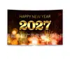 Tela de fondo Feliz Año Nuevo 2027 Tela colgante temática de Año Nuevo Europeo y Americano Pancarta de celebración de festival