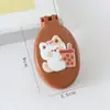 Pente dobrável de macaron com patch de desenho animado, mini pente de massagem portátil feminino com espelho de maquiagem integrado