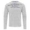 Camiseta de Manga Larga a Rayas Horizontales Roja y Negra con Cuello Redondo, Estilo Americano Moderno, Gótico Oscuro, Slogan en Inglés, Retro, Corte Delgado para Hombre