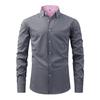 Camisa Masculina Jiachuan Clothing Estampado Digital Manga Larga Cuello Solapa Elástica en Cuatro Direcciones Transfronteriza Más Vendida Versátil Estilo Casual