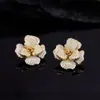 Brilhante Exquisito Zircônia Camélia Brincos Colar Conjunto de Joias Acessórios de Vestuário Elegante Pequena Flor Perfumada Brincos