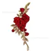 Aplique de Patch de Tecido com Renda Bordada à Mão de Flor de Peônia Tridimensional para Acessórios de Roupa Cheongsam, Desconto por Quantidade