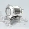 Anel de botão metálico de 19mm com luz LED, interruptor à prova d'água de travamento automático, pé rosqueado, interruptor de rearme automático, cabeça alta, cabeça plana