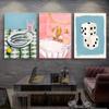 Pintura Decorativa para Sala de Estar Estilo Dopamina Mais Vendida da Temu, Pintura em Tela Floral Estilo Ins para Hall de Entrada, Impressão de Alta Definição Direto da Fábrica