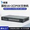 Conmutador PoE de 16 GB con fuente de alimentación inteligente de 2 puertos, 100 Gigabit, 48 V, Ethernet, con puerto óptico SFP