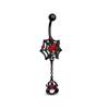 Conjunto de 6 Peças Piercing Umbigo Anel Punk Retro Novo Estilo Cruzado Banhado a Ouro Pingente Aranha Rosa Negra