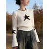 Suéter Tricô Jacquard Estrela 2026 Outono/Inverno Mais Vendido Estilo Coreano Simples Roupa para o Dia a Dia Blusa Suéter Feminino