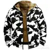 Sudadera con capucha de impresión 3D y digital con elementos multicolores transfronterizos, forro marrón, chaqueta de algodón