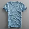 Nueva camiseta casual para hombre 2024 fina transpirable algodón lavado camiseta interior de algodón para hombre - flor de arroz