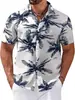Estación Independiente Transfronteriza Camisa de Manga Corta Caliente para Hombre Playa Hawaiana Moda Estampada en 3D Camisa de Cuello Alto Versátil