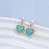 Aretes de Perla de Agua Dulce Natural Piedra Ojo de Gato para Mujer, Retro Francés Lazo Microincrustado Circonita Aretes de Alta Gama