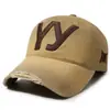 Boné de Baseball com Bordado de Letras Degradê Lavado Novo Vintage Transfronteiriço, Boné Simples e Versátil de Bico de Pato para Street Fashion