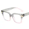 Gafas Retro de Color Contrastante con Montura Cuadrada para Mujer Europeas y Americanas Retro Anti-Luz Azul Lentes Planos Se Pueden Combinar con Monturas de Gafas Planas para Miopía Modernas