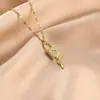 Moderna Cadena de Clavícula de Acero de Titanio Acero Inoxidable Exquisita Cola de Pez Incrustada de Diamantes Collar Tiktok Corona de Cacahuete Zircón Cadena de Cereza
