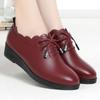 Zapatos de Madre Zapatos de Salón Cuña Piel Suave 41 Talla Grande Zapatos de Mujer Ancho de Pie 42 de Mediana Edad Primavera y Otoño Zapatos de Piel para Mujer
