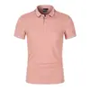 Nuevo modelo transfronterizo, camisa Polo de color liso para hombre, camiseta talla grande de comercio exterior, estilo europeo y americano, corte holgado de manga corta, moderna y a la moda, versátil