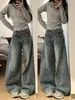 Jeans curvo de cintura alta estilo retrô americano para mulheres, estilo primavera e outono, design high street, corte solto, emagrecimento, calças pantalona fluidas