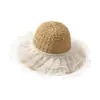 Sombrero de Paja con Encaje para Mujer de Ala Ancha Transpirable de Verano Sombrero de Sol para la Playa Cubre Cara Completa Parasol Sombrero Protector Solar Moderno