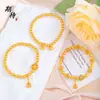 Pulseira Dois Vidas de Felicidade Atacado, Cor Duradoura, Novo Estilo Chinês, Luxo Leve, Versátil, Hortênsia Filigrana, Contas Douradas, Pulseira de Lótus Dourado Areia